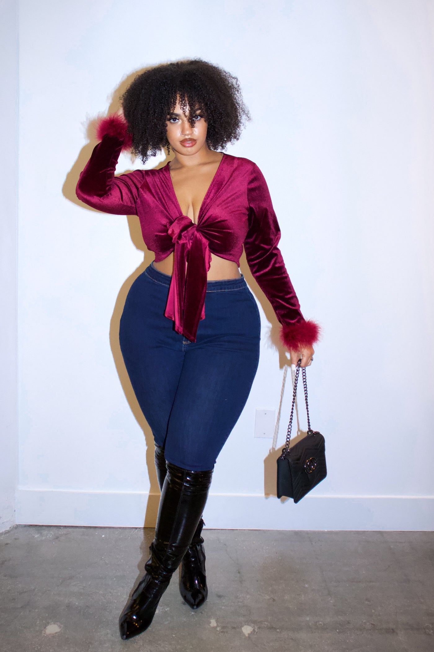 Velvet Bodysuit Red, Women's Latest Fashion
